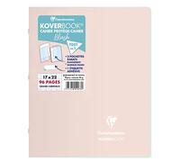 Clairefontaine 951478C Un Cahier Agrafé Koverbook Blush Rose poudré - 17x22 cm - 96 Pages Grands Carreaux - Papier Blanc 90 g - Couverture Polypro Opaque