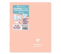 Clairefontaine 951479C Un Cahier Agrafé Koverbook Blush Corail - 17x22 cm - 96 Pages Grands Carreaux - Papier Blanc 90 g - Couverture Polypro Opaque