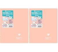 Clairefontaine 951479C Un Cahier Agrafé Koverbook Blush Corail - 17x22 cm - 96 Pages Grands Carreaux - Papier Blanc 90 g - Couverture Polypro Opaque (Lot de 2)