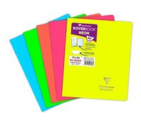 Cahier piqué Koverbook Neon 17x22cm 96 pages ligné + marge couverture polypropylène opaque - Assortis