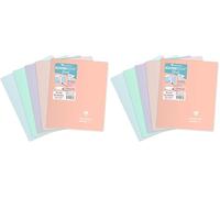 Clairefontaine 951881C Un Cahier Agrafé Koverbook Blush - 17x22 cm - 96 Pages Lignées avec Marge - Papier Blanc 90 g - Couverture Polypro Opaque - Couleur Aléatoire (Lot de 2)
