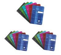 Clairefontaine 9592C Un Carnet Brochure Dos Toilé - 9x14 cm - 192 Pages Petits Carreaux - Papier Blanc 90 g - Couverture Carte Pelliculée Couleur Aléatoire (Lot de 3)