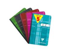 Clairefontaine 9599C Lot de 5 Répertoires Brochures Dos Toilé - 9x14 cm - 192 Pages Petits Carreaux - Papier Blanc 90 g - Couverture Carte Pelliculée - Couleurs Aléatoires