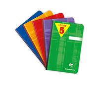 Clairefontaine 9606C - Lot 5 Carnets Brochure Dos Toilé 11x17cm 192p Lig.
