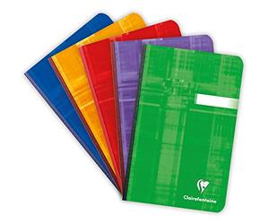 Clairefontaine 9606C Un Carnet Brochure Dos Toilé - 11x17 cm - 192 Pages Lignées - Papier Blanc 90 g - Couverture Carte Pelliculée Couleur Aléatoire