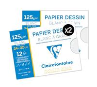 Clairefontaine 96174AMZC Lot 2 Pochettes Dessin à Grain 24x32cm 125g