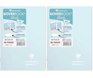 Clairefontaine 961772C Un Carnet Agrafé Koverbook Blush Bleu givré - A5 14,8x21 cm - 96 Pages Lignées - Papier Blanc 90 g - Couverture Polypro (Lot de 2)