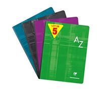 Clairefontaine 9649C Lot de 5 Répertoires Brochures Dos Toilé - 17x22 cm - 192 Pages Petits Carreaux - Papier Blanc 90 g - Couverture Carte Pelliculée - Couleurs Aléatoires