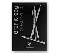 Clairefontaine 96618C bloc GraF'it 80 Feuilles blanc uni A6 90g noir