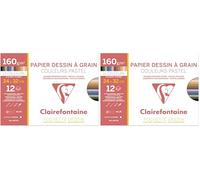Clairefontaine - 96772-1 Pochette de 12 feuilles Couleurs Pastels Assorties - papier dessin - 24x32cm 160 g (Lot de 2)