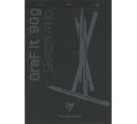Clairefontaine 96841C - Bloc Agrafé GraF'it - 80 Feuilles Papier Dessin Croquis Uni - Feuilles Détachables - A4 21x29,7 cm 90g - Couverture Noire - Paquet de 5 Blocs