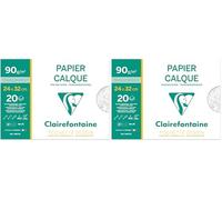 Clairefontaine 96873C - Pochette Dessin Scolaire - 20 Feuilles Papier Calque Hautement Transparent - 24x32 cm 90/95g - Idéal pour le Dessin Technique (Lot de 2)