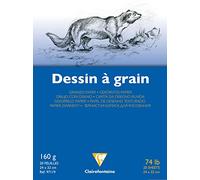 Clairefontaine 97119C Bloc Encollé Papier Dessin à Grain - 20 Feuilles Papier Dessin au Grain Marqué - 24x32 cm 160g - Idéal pour le Dessin Scolaire
