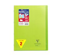 Clairefontaine 971403AMZC Lot de 2 Cahiers Agrafés Koverbook Verts - A4 21x29,7 cm - 96 Pages Grands Carreaux - Papier Blanc 90 g - Couverture Polypro