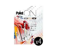 Clairefontaine 975410Cpack - Bloc Collé PaintON Multi-techniques - 24 Feuilles Papier Dessin Multi-techniques - Assorti de 6 Couleurs x4 Feuilles - A4 21x29,7 cm 250g - Paquet de 4 Blocs