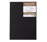 Clairefontaine 975524C Carnet Piqué Goldline - 20 Feuilles Papier Dessin Blanc - A5 14,8x21 cm 140g - Format Portrait - Couverture Souple Noire