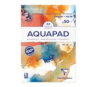 Clairefontaine 975721Cpack - Bloc Encollé Goldline Aquapad - 50 Feuilles Papier Aquarelle Blanc Grain Moyen Fin A4 21x29,7 cm 300g - Idéal pour la Technique Humide - Paquet de 3 Blocs