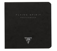 Clairefontaine 975806C Carnet Flying Spirit - 50 Feuilles Papier Esquisse Ivoire 10,5x10,5 cm 90g - Couverture en Carte Noire - Illustration imprimée au dos aléatoire