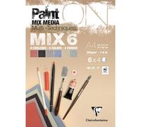 Clairefontaine 976015C Bloc collé PaintON MIX6 24 Feuilles assorti A4 250g