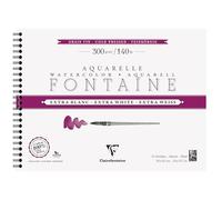 Clairefontaine 976052C Album Spiralé Fontaine Extra Blanc - 12 Feuilles Papier Aquarelle Extra Blanc 100% Coton Grain Fin - Qualité Professionnelle 30x40cm 300g