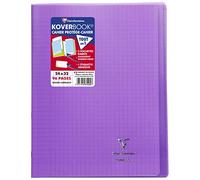 Cahier Koverbook Clairefontaine 24 x 32 cm grand carreaux 96 pages - violet