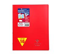Clairefontaine 981414C Lot 10 Cahiers Agrafés Koverbook Rouges - 24x32
