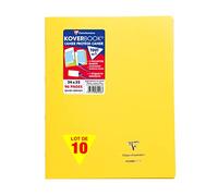 Clairefontaine 981416Cpack Un Lot de 10 Cahiers Agrafés Koverbook Jaunes - 24x32 cm - 96 Pages Grands Carreaux - Papier Blanc 90 g - Couverture Opaque Polypro Recyclé
