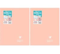 Clairefontaine 981479C Un Cahier Agrafé Koverbook Blush Corail - 24x32 cm - 96 Pages Grands Carreaux - Papier Blanc 90 g - Couverture Polypro Opaque (Lot de 2)