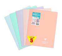 Lot De 5 Cahiers - 24x32(Cm) - Grands Carreaux - 96 Pages - Couverture En Polypro - Sans Spirale - Clairefontaine - Koverbook