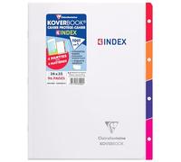 Cahier piqué Koverbook 4 INDEX 24x32cm 96 pages grands carreaux couverture polypropylène transparent - Incolore