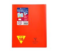 Clairefontaine 981604C Lot 10 Cahiers Agrafés Koverbook Rouges - 24x32