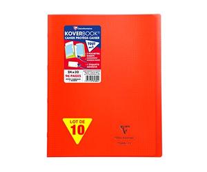 Clairefontaine 981604C Lot 10 Cahiers Agrafés Koverbook Rouges - 24x32