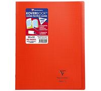 Clairefontaine Cahier piqué Koverbook 24x32 cm 96 p. 5x5 + marge couv. polypropylène Rouge