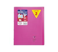 Clairefontaine 981608C Un Lot de 10 Cahiers Agrafés Koverbook Roses - 24x32 cm - 96 Pages Petits Carreaux avec Marge - Papier Blanc 90 g - Couverture Polypro