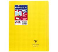 Cahier piqué Koverbook 24x32cm 48 pages grands carreaux couverture polypropylène transparent - Jaune