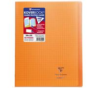 Cahier piqué Koverbook 24x32 cm 48 pages grands carreaux couverture polypropylène transparent - Orange