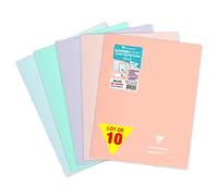 Clairefontaine 984481C Un Lot de 10 Cahiers Agrafés Koverbook Blush - 24x32 cm - 48 Pages Grands Carreaux - Papier Blanc 90 g - Couverture Polypro Couleurs Aléatoires