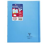 Cahier piqué Koverbook 24x32cm 48 pages petits carreaux + marge couverture polypropylène transparent - Bleu