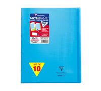 Clairefontaine 984602C Lot 10 Cahiers Agrafés Koverbook Bleus - 24x32