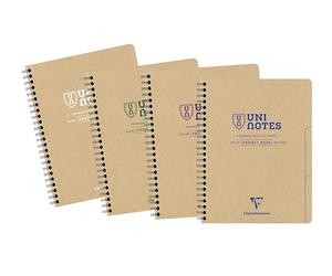 Clairefontaine 9861Cpack Uninotes Project Book Un Lot de 5 Carnets à Spirale - A5+ 16x21 cm - 160 Pages Détachables Lignées - Papier Recy lanc 90 g - Couverture Kraft Recy ouleur Aléatoire