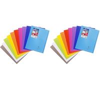 Clairefontaine 986401C Un Cahier Agrafé Koverbook - 24x32 cm - 140 Pages Grands Carreaux - Papier Blanc 90 g - Couverture Polypro Couleur Aléatoire (Lot de 2)