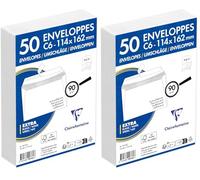 Clairefontaine 9976C - Paquet de 50 Enveloppes Blanches C6-114x162mm - Auto-Adhésives - 90g/m² (Lot de 2)