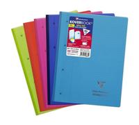 Clairefontaine 4881C Un Bloc de Cours Koverbook Agrafé Grand Côté - A4+ 22,3x29,6cm - 160 Pages Détachables Lignées avec Marge Perforées 4 Trous - Papier Blc 90g - Couverture Polypro Couleur Aléatoire