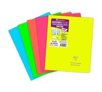 Cahier piqué Koverbook Neon 17x22cm 96 pages grands carreaux couverture polypropylène opaque - Assortis