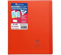 Clairefontaine Cahier piqué Koverbook 17 x 22 cm – grands carreaux, 96 pages, rouge