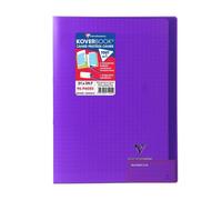 CLAIREFONTAINE - Cahier piqûre avec rabats KOVERBOOK - 21 x 29,7 - 96 pages Seyès - Couverture pelliculée - Couleur violette