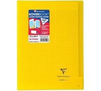 Cahier piqué Koverbook A4 96 pages grands carreaux couverture polypropylène transparent - Jaune