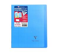 CLAIREFONTAINE - Cahier piqûre KOVERBOOK - 17 x 22 - 96 pages Seyès - Couverture Polypro translucide - Couleur bleue