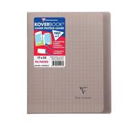 Cahier piqué Koverbook 17x22cm 96 pages grands carreaux couverture polypropylène transparent - Gris