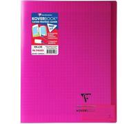 CLAIREFONTAINE - Cahier piqûre KOVERBOOK - 24 x 32 - 96 pages Seyès - Couverture Polypro translucide - Rose